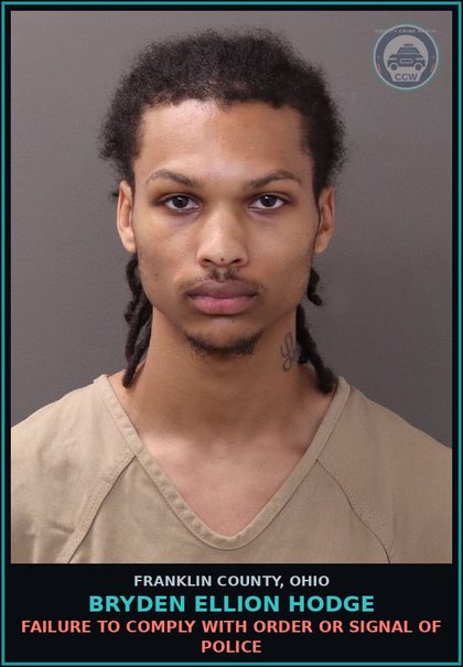 CCW arrest card for Bryden Ellion Hodge in Franklin County: FAILURE TO COMPLY WITH ORDER OR SIGNAL OF POLICE