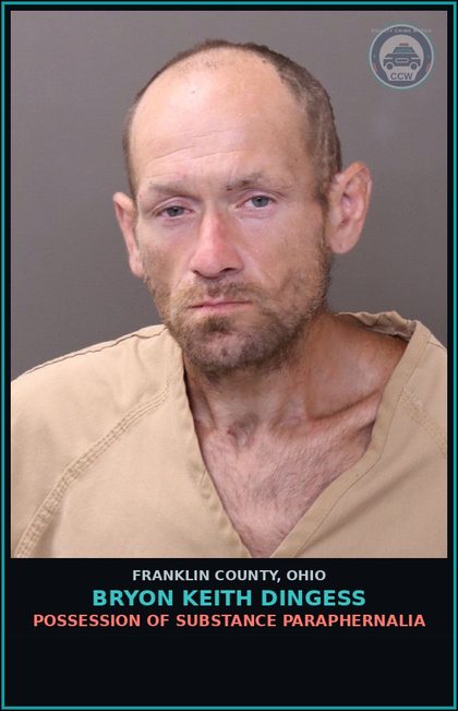 CCW arrest card for Bryon Keith Dingess in Franklin County: CRIMINAL TRESPASS