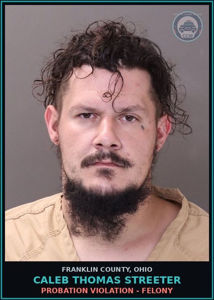 CCW arrest card for Caleb Thomas Streeter in Franklin County: UNAUTHORIZED USE OF PROPERTY