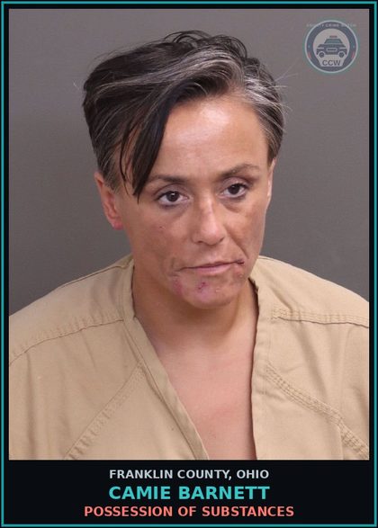 CCW arrest card for Camie Barnett in Franklin County: POSSESSION OF DRUGS
