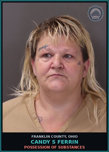 CCW arrest card for Candy S Ferrin in Franklin County: POSSESSION OF DRUGS