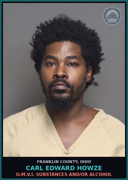 CCW arrest card for Carl Edward Howze in Franklin County: O.M.V.I. DRUGS AND/OR ALCOHOL