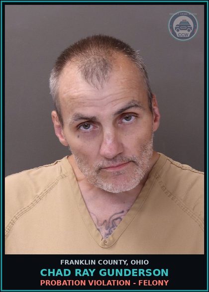 CCW arrest card for Chad Ray Gunderson in Franklin County: PROBATION VIOLATION - FELONY