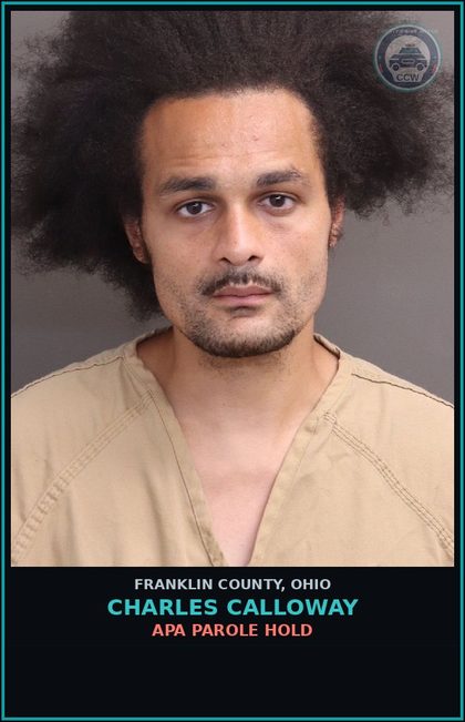 CCW arrest card for Charles Calloway in Franklin County: APA PAROLE HOLD