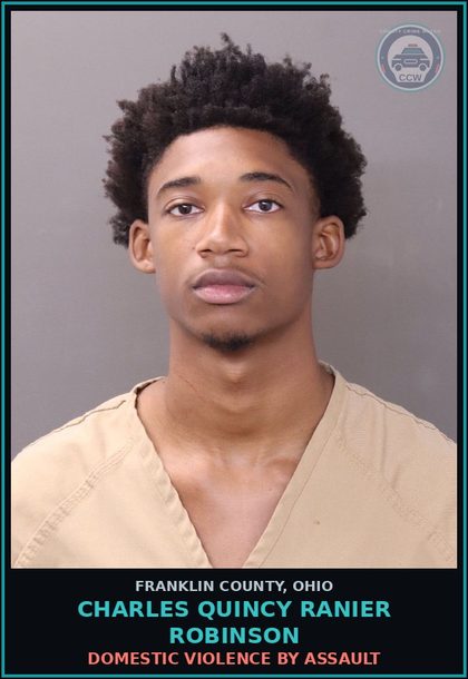 CCW arrest card for Charles Quincy Ranier Robinson in Franklin County: STRANGULATION OF FAMILY, OR PREGNANT VICTIM