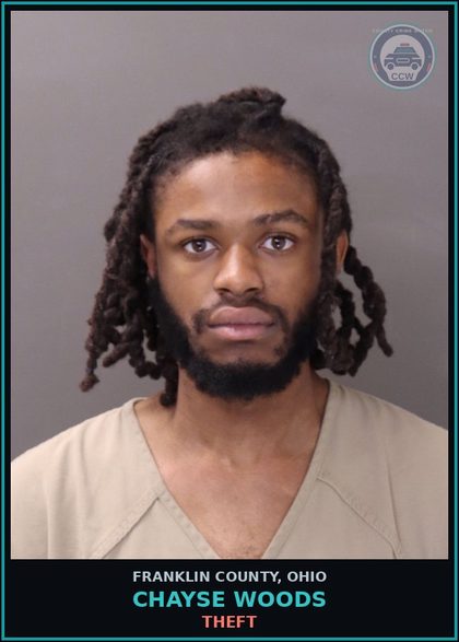 CCW arrest card for Chayse Woods in Franklin County: THEFT