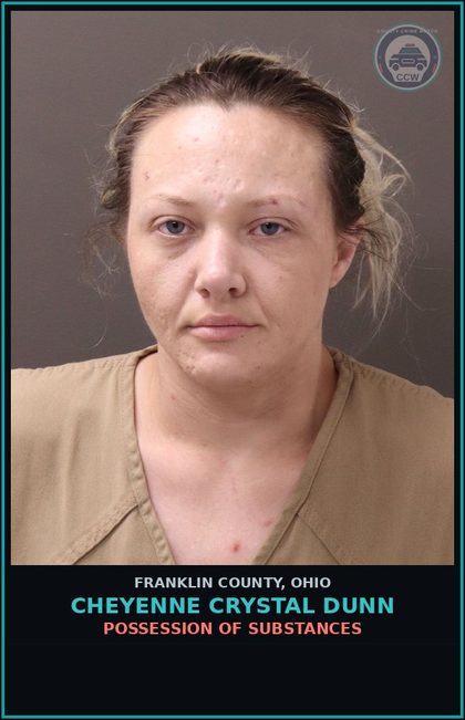 CCW arrest card for Cheyenne Crystal Dunn in Franklin County: POSSESSION OF DRUGS