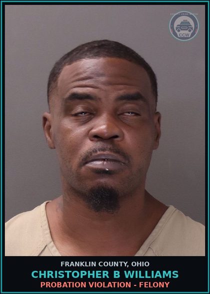 CCW arrest card for Christopher B Williams in Franklin County: PROBATION VIOLATION - FELONY