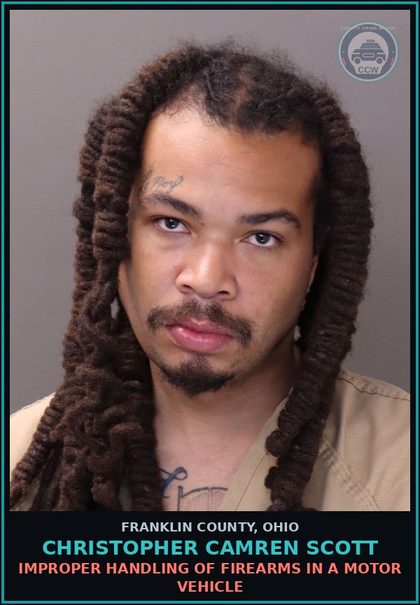 CCW arrest card for Christopher Camren Scott in Franklin County: TAMPERING WITH EVIDENCE