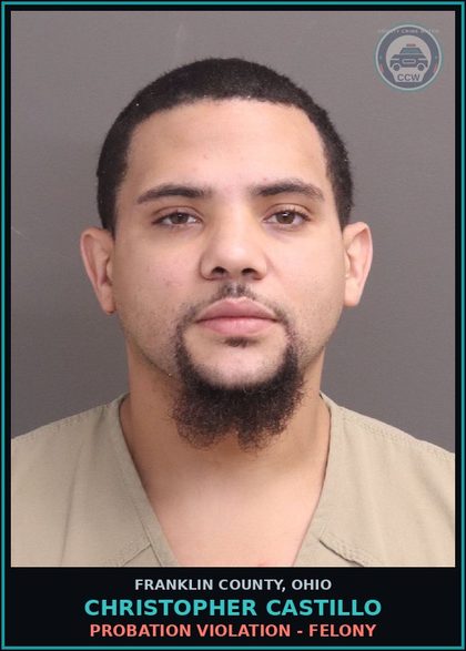 CCW arrest card for Christopher Castillo in Franklin County: PROBATION VIOLATION - FELONY