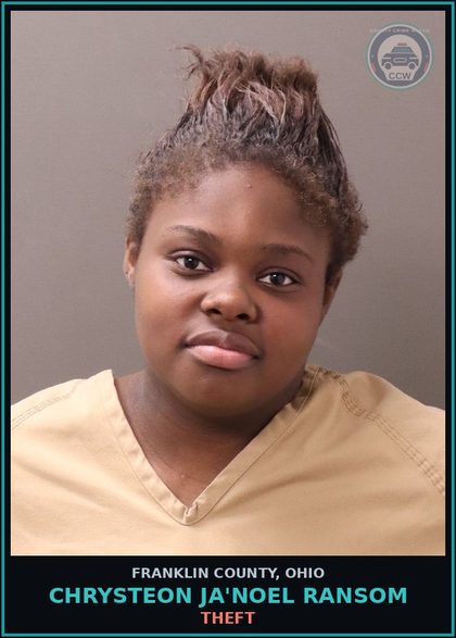 CCW arrest card for Chrysteon Ja'Noel Ransom in Franklin County: THEFT