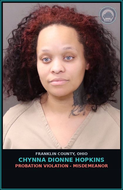 CCW arrest card for Chynna Dionne Hopkins in Franklin County: DRIVING UNDER SUSP OR IN VIOL OF LICENSE RESTRICT