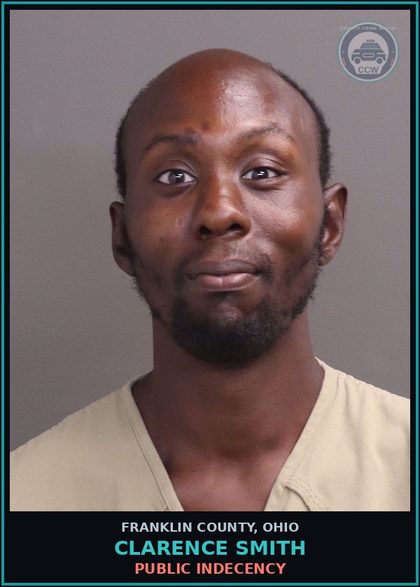 CCW arrest card for Clarence Smith in Franklin County: PUBLIC INDECENCY