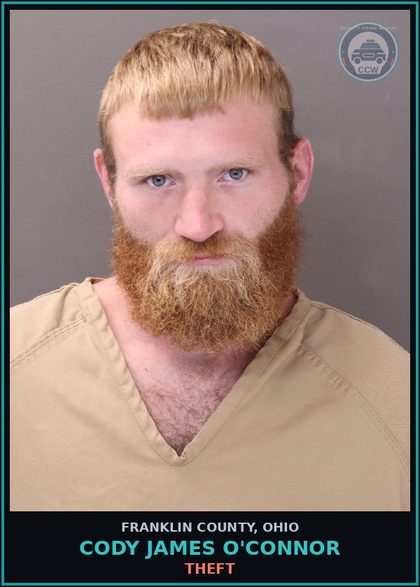 CCW arrest card for Cody James O'Connor in Franklin County: THEFT