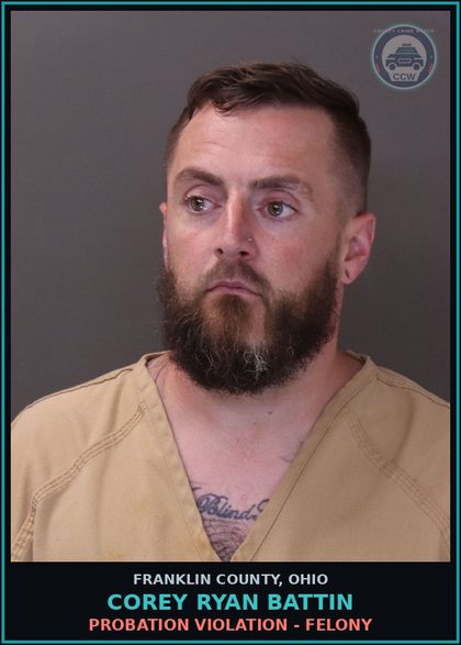 CCW arrest card for Corey Ryan Battin in Franklin County: ROSS COUNTY - HOLD