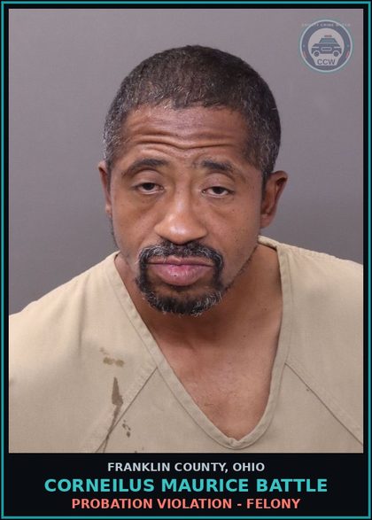 CCW arrest card for Corneilus Maurice Battle in Franklin County: PROBATION VIOLATION - FELONY