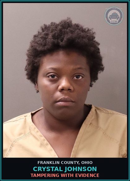 CCW arrest card for Crystal Johnson in Franklin County: TAMPERING WITH EVIDENCE