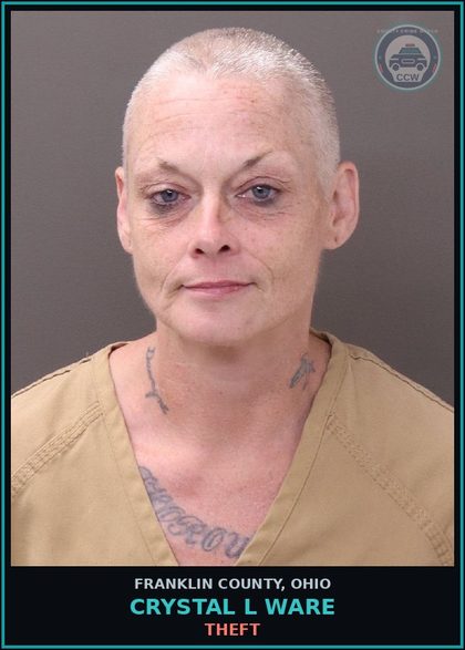 CCW arrest card for Crystal L Ware in Franklin County: THEFT