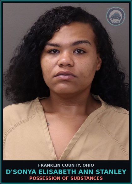 CCW arrest card for D'Sonya Elisabeth Ann Stanley in Franklin County: R.S.P.RECEIVING STOLEN PROPERTY (SEE BELOW)