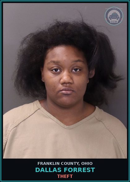 CCW arrest card for Dallas Forrest in Franklin County: THEFT