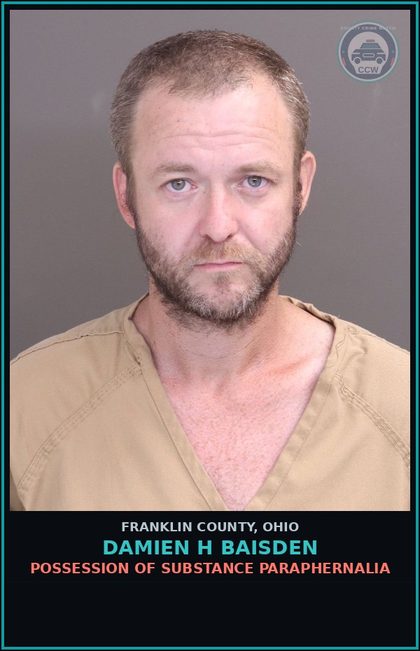 CCW arrest card for Damien H Baisden in Franklin County: POSSESSION OF DRUG PARAPHERNALIA