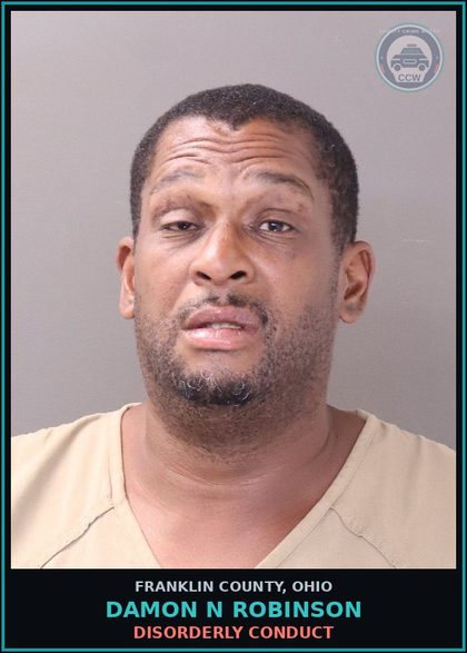 CCW arrest card for Damon N Robinson in Franklin County: DISORDERLY CONDUCT