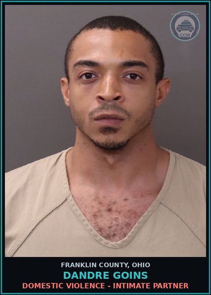 CCW arrest card for Dandre Goins in Franklin County: DOMESTIC VIOLENCE - INTIMATE PARTNER