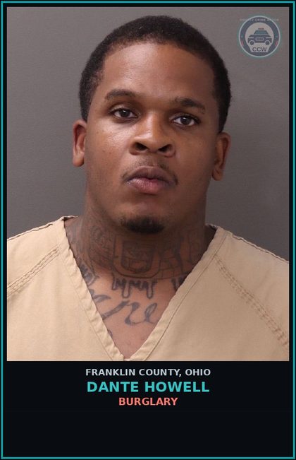 CCW arrest card for Dante Howell in Franklin County: APA PAROLE HOLD
