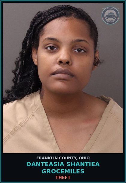 CCW arrest card for Danteasia Shantiea Grocemiles in Franklin County: THEFT