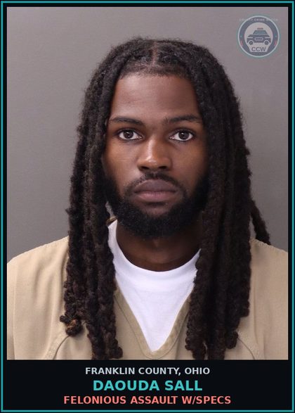 CCW arrest card for Daouda Sall in Franklin County: FELONIOUS ASSAULT W/SPECS