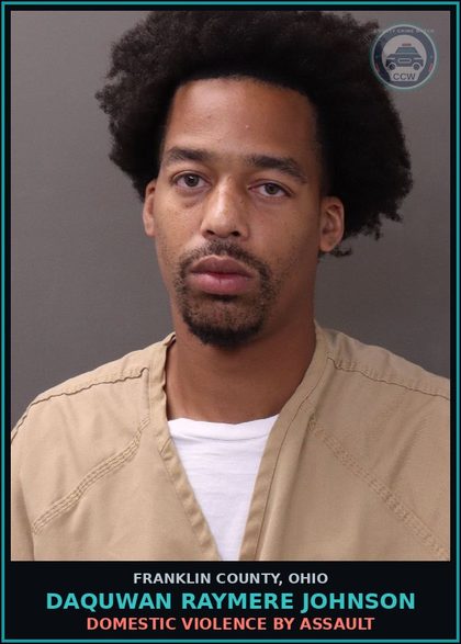 CCW arrest card for Daquwan Raymere Johnson in Franklin County: DOMESTIC VIOLENCE BY ASSAULT