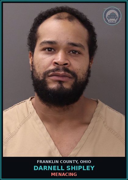 CCW arrest card for Darnell Shipley in Franklin County: MENACING