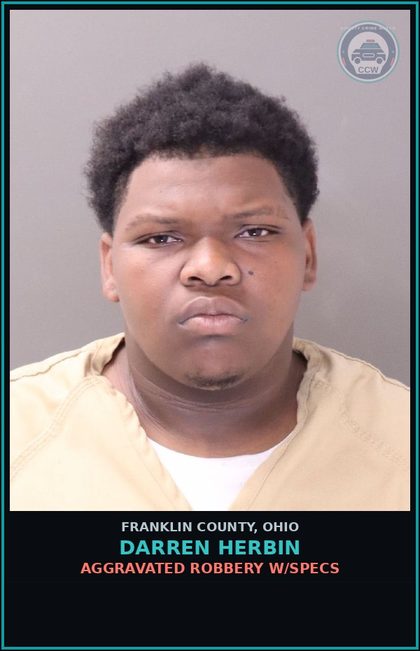 CCW arrest card for Darren Herbin in Franklin County: AGGRAVATED THEFT-$100,000 OR MORE