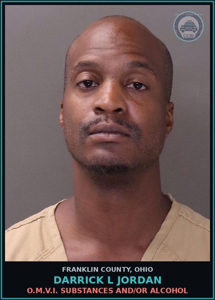 CCW arrest card for Darrick L Jordan in Franklin County: O.M.V.I. DRUGS AND/OR ALCOHOL