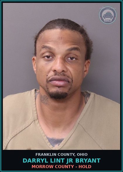 CCW arrest card for Darryl Lint Jr Bryant in Franklin County: MORROW COUNTY - HOLD