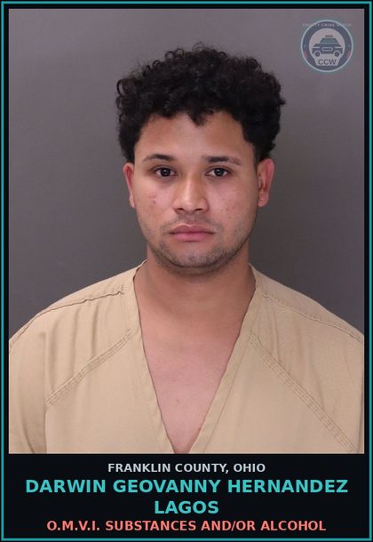 CCW arrest card for Darwin Geovanny Hernandez Lagos in Franklin County: O.M.V.I. DRUGS AND/OR ALCOHOL
