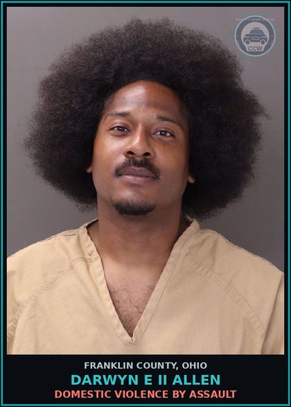 CCW arrest card for Darwyn E Ii Allen in Franklin County: DOMESTIC VIOLENCE BY ASSAULT