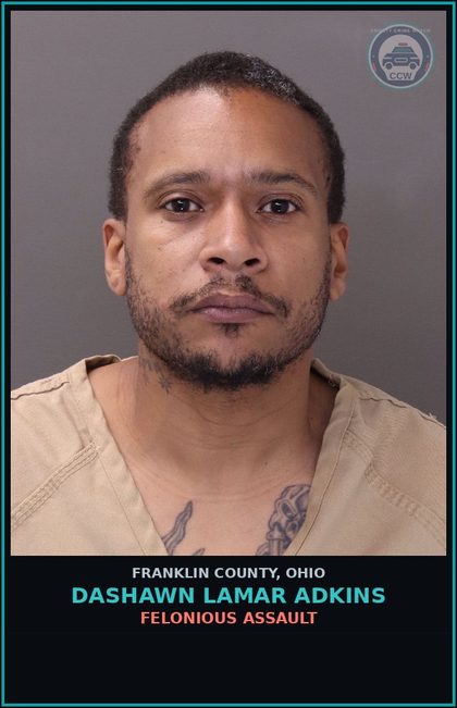 CCW arrest card for Dashawn Lamar Adkins in Franklin County: FELONIOUS ASSAULT