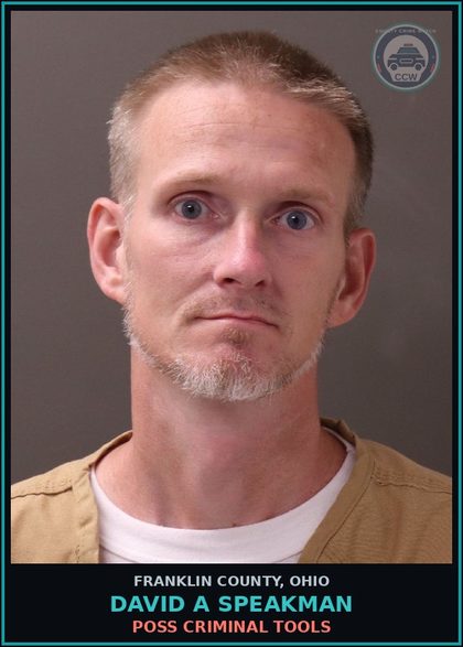 CCW arrest card for David A Speakman in Franklin County: BREAKING AND ENTERING