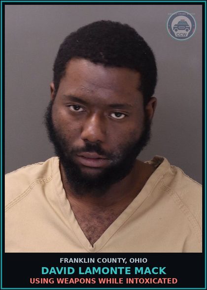 CCW arrest card for David Lamonte Mack in Franklin County: AGGRAVATED MENACING