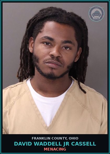 CCW arrest card for David Waddell Jr Cassell in Franklin County: MENACING