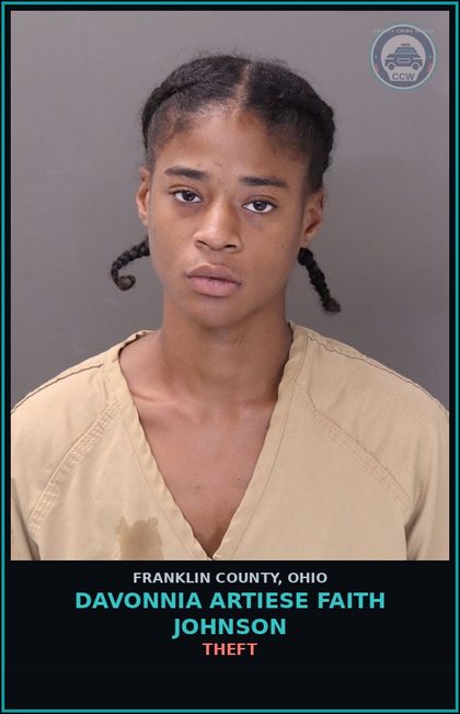 CCW arrest card for Davonnia Artiese Faith Johnson in Franklin County: FALSIFICATION