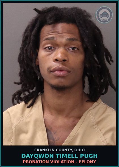 CCW arrest card for Dayqwon Timell Pugh in Franklin County: APA PAROLE HOLD