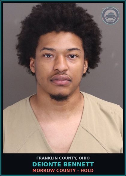 CCW arrest card for Deionte Bennett in Franklin County: MORROW COUNTY - HOLD