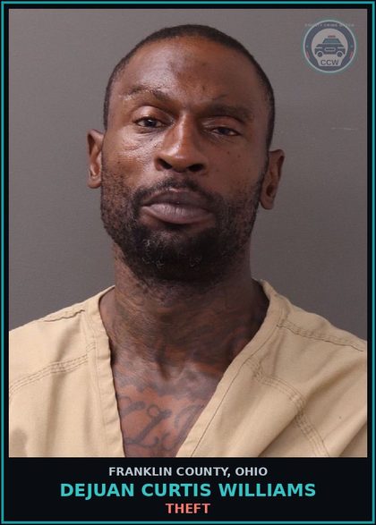 CCW arrest card for Dejuan Curtis Williams in Franklin County: THEFT