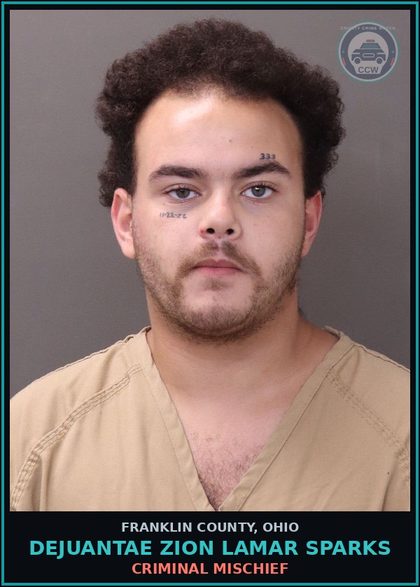 CCW arrest card for Dejuantae Zion Lamar Sparks in Franklin County: CRIMINAL MISCHIEF