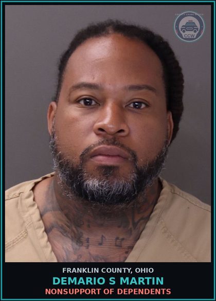 CCW arrest card for Demario S Martin in Franklin County: NONSUPPORT OF DEPENDENTS