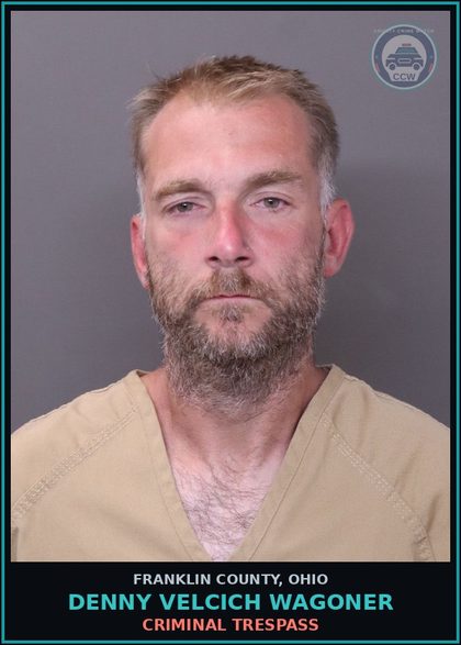 CCW arrest card for Denny Velcich Wagoner in Franklin County: CRIMINAL TRESPASS