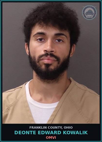 CCW arrest card for Deonte Edward Kowalik in Franklin County: OMVI
