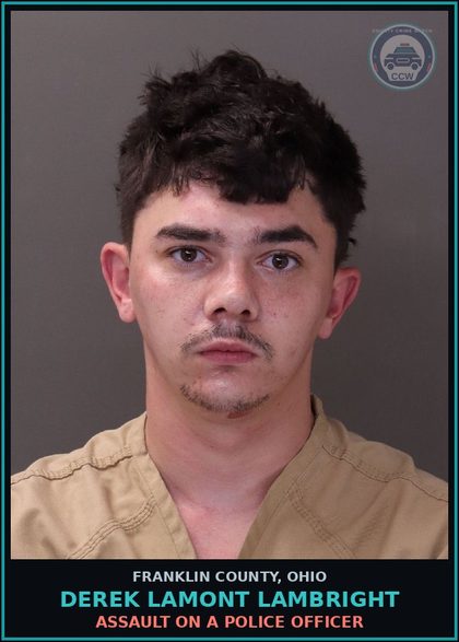 CCW arrest card for Derek Lamont Lambright in Franklin County: ASSAULT ON A POLICE OFFICER